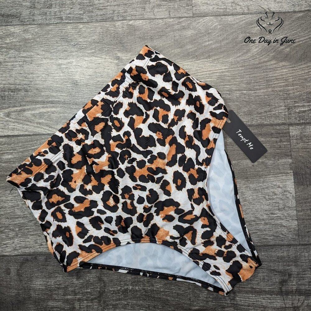 Holipick High Waist Leopard Bikini Bottom Size L
